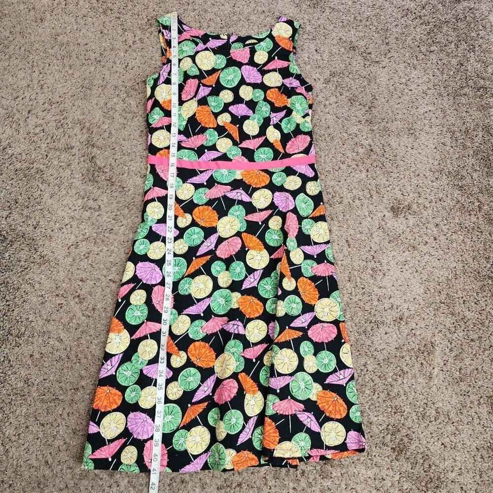 Vintage Requirements Cocktail Umbrella Lemon Lime Novelty Fit Flare Dress 8/S - Picture 11 of 11